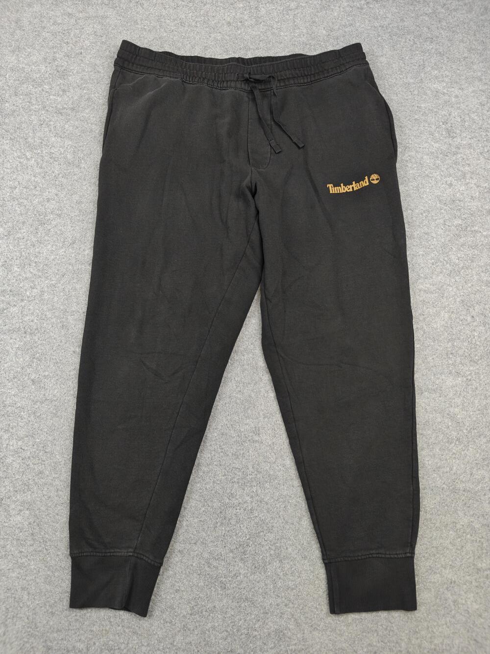 Timberland Pants Mens XL Black Jogger Elastic Waist Pockets Ribbed Fleece